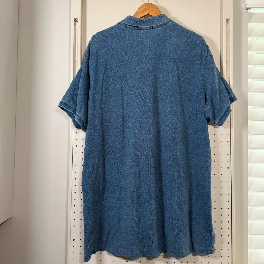 Polo Ralph Lauren Custom Fit Polo Shirt Men's Blue Big Pony Short Sleeve 2XL VTG